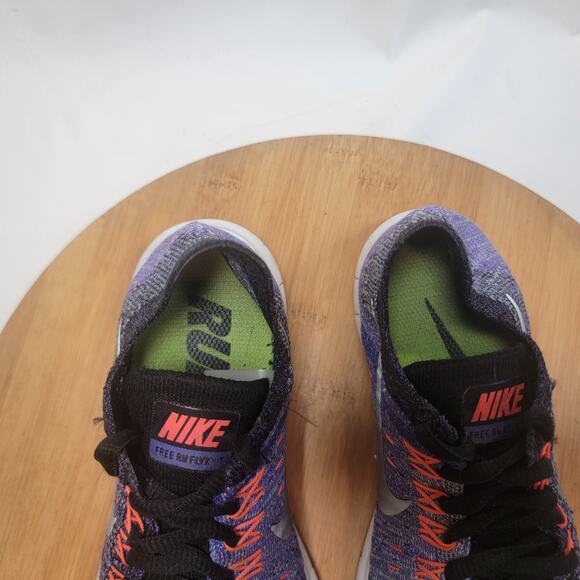 Nike Free RN Flyknit 2017 Running Sneakers Shoes Women 6.5 Purple Orange - Picture 8 of 14